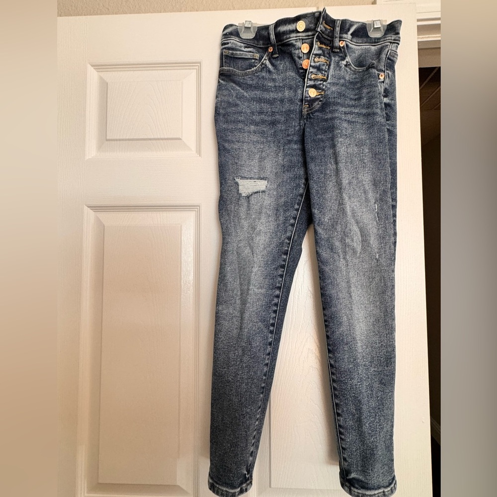 Express high rise skinny jeans, button fly, size 4 short